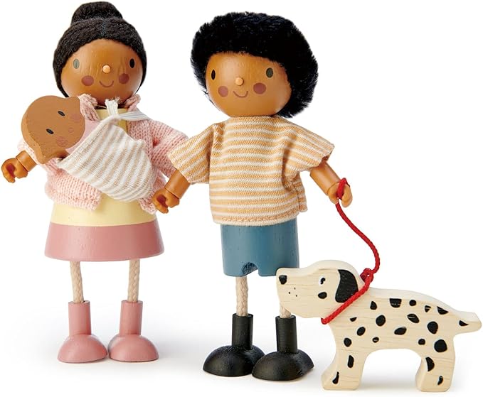Tender Leaf Toys - Mr. Forrester and his Dog - Detailed Wooden Doll with Flexible Arms and Legs for Dollhouse - Encourage Creative and Imaginative Fun for Children - Age 3+