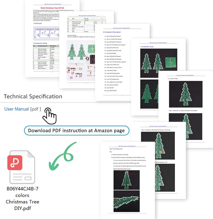 Christmas Tree Soldering Project, Icstation 3D Xmas Tree Soldering Kit with LED Flashing Lights Soldering Practice 7 Colors DIY Electronic Assemble Kit for Learning Teaching STEM Educational