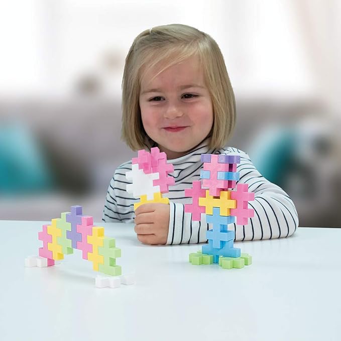 PLUS PLUS Big – Open Play Tube – 15 Piece Pastel Color Mix – Construction Building STEM/STEAM Toy, Interlocking Large Puzzle Blocks for Toddlers and Preschool