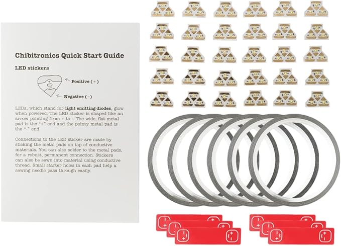 Chibitronics Classroom Pack of 30 Red, 30 Yellow and 30 Blue LED Circuit Stickers - Full Stem/Steam kit - for Educators in The Classroom - Paper Circuits - Peel and Stick Circuits