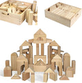 Standard Unit Building Blocks for Toddlers with Storage Tray (64 Pcs) Sanded Wood Blocks for Children, Original STEAM, and STEM Learning, Classic Wooden Toys for Kids Parties and Classrooms