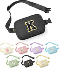 YOOLIFE Crossbody Bag Men, Initial Belt Bag Fanny Pack Crossbody Bag for Men Black Small Cross Body Bag for Men Fathers Gifts Everywhere Belt Bag Monogrammed Gifts K