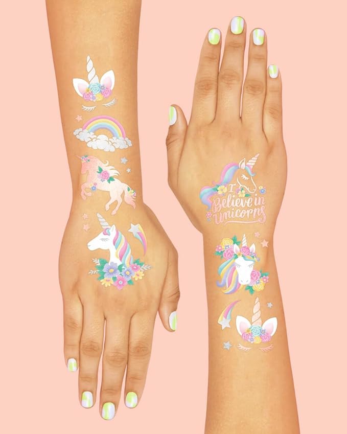 xo, Fetti Unicorn Party Favors - Temporary Tattoos for Kids - 26 styles | Birthday Party Supplies, Unicorn Favors Decorations, Toys + Halloween Costume