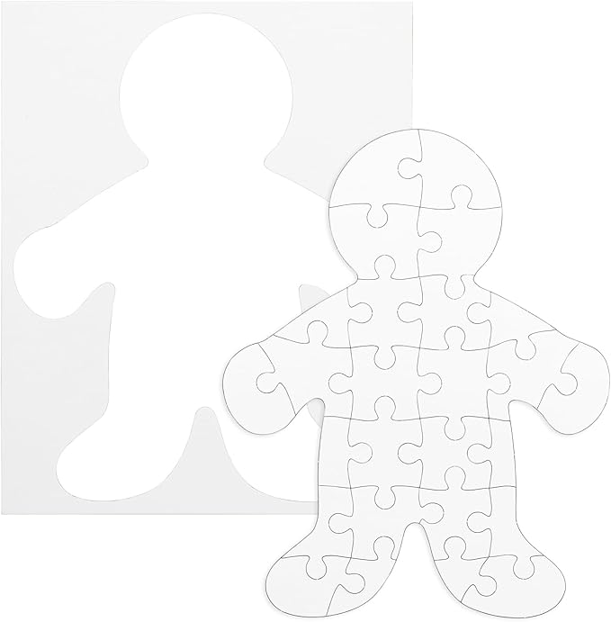 Hygloss 24 Blank Person-Shaped Puzzles – 8.5 x 10.5 Inches – Ideal for All-About-Me Activities – Write, Draw, and Decorate – 26 Pieces Each