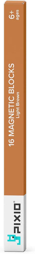 PIXIO-16 Light Brown Color Series Magnetic Blocks Building Set 16pcs with Free App, Stress Relief Building Blocks, Magnets for Kids, Pixel Art Desk Toy, Fidget Toys