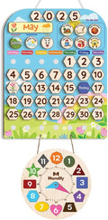 Interactive Calendar for Kids Ages 3+, Wooden Toddler Calendar, Teaching Seasons, Years, Months, Days of Week, Daily Activity Calendars for Kid Preschool & Homeschool (12 x 15 inches)