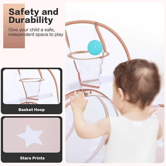 PigPigPen 3 in 1 Kids Play Tent with Play Tunnel and Ball Pit, Toddler Clibing Toys for Boys & Girls, Pop Up Playhouse Toys for Baby Indoor Outdoor, Gift for 3+ Year Old Child