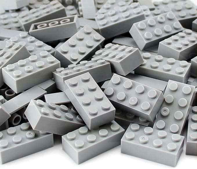 Feleph Basic Parts 320 Pieces 2x4 Light Gray Bricks Building Creative Play Blocks Set Toy Accessories Combine with Major Brick Brands (Gray Light)