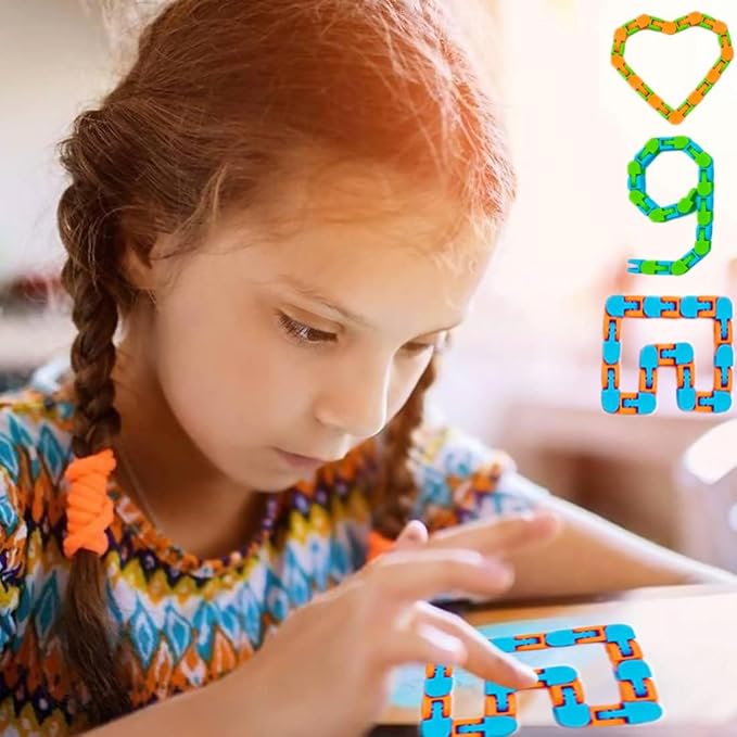24 Pcs Wacky Tracks Snap Click Toys for Party Favors, Snake Puzzles Fidget Bulk Toys for School Classroom Prize, Goodie Bag Stocking Stuffers, Christmas Easter Thanksgiving Gifts for Kids Students