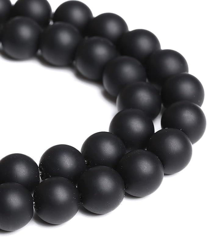 4MM 86PCS Natural Stone Matte Black Agate Loose Beads for Jewelry Making DIY Bracelet Necklace