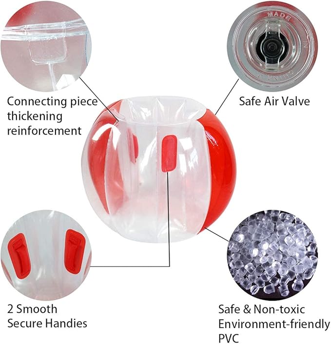 SUNSHINEMALL 2 Pack Sumo Balls for Kids Bumper Balls (3ft/0.90m) Inflatable Bubble House Summer Outdoor Toys for Adults Yard Human Hamster Ball Active Play(Red+Blue 36")