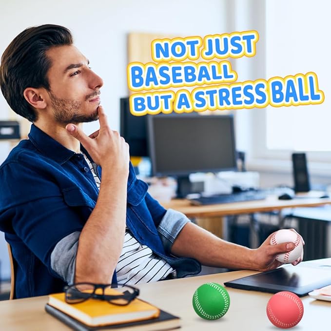 Dilabnba 6PCS Foam Baseballs, Softballs Practice Training Ball for Kids Beginners, Hand Exercise Squeeze Ball for Kids Adults, Safe Throwing, Catching and Batting Practice (2.6inch)