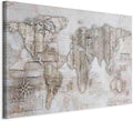 artgeist Canvas Wall Art World Map 24x16 in - 1pcs Home Decor Framed Stretched Picture Photo Painting Artwork Image - Continents Map Worldmap Abstract Retro k-A-0502-b-a