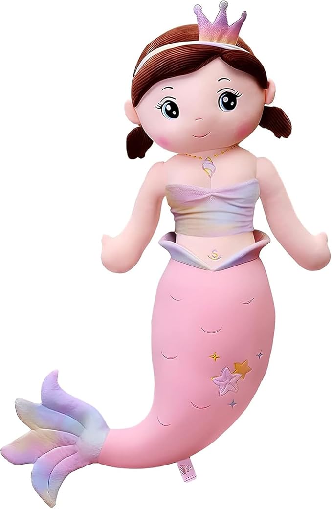Mermaid Stuffed Animal Plush, 31.5in Cute Soft Pink Hugging Mermaid Plushies Pillow Toys Kawaii Birthday Gift for for Adults Kids Boys Girls