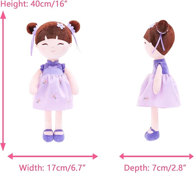 Gloveleya Oriental Princess Doll – Soft Plush Baby Doll for Girls, 16 Inch Toddler Gift with Gift Box, Fairy Tale Dress-Up Toy for Kids, Birthday & Holiday Present