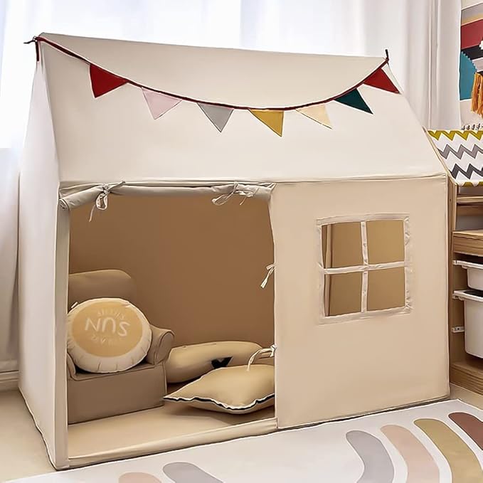 Kids Tent Indoor Playhouse, Kids Play Tent Large Kid Playhouse Toys Toddler Tent Play House with Pennant Banners