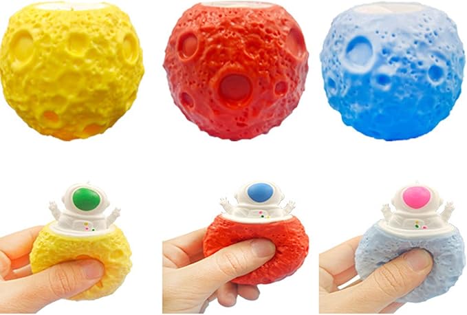 3 PCS Set Squeeze Toys Squishes Toy Decompression Evil Astronaut Space Cup Squeeze Toys,Sensory Fidget Toys,Stress Relief for Kids & Adult Tricky Funny Novelty Toy