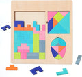 Kids Wooden Blocks Puzzles Toy Tangrams Jigsaw Oval Brain Teasers Toy Sets Colorful Russian Blocks Montessori Educational Logic Game(KD-003)