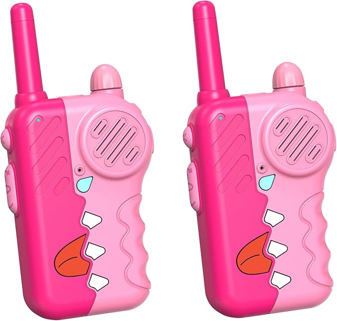 Pink Walkie Talkies for Girls 2 Pack, 2200m Long Range Indoor and Outdoor Kids Intercom, Built-in Flashlight, Girls Birthday Gifts, Outdoor Play, Family Games(Pink)