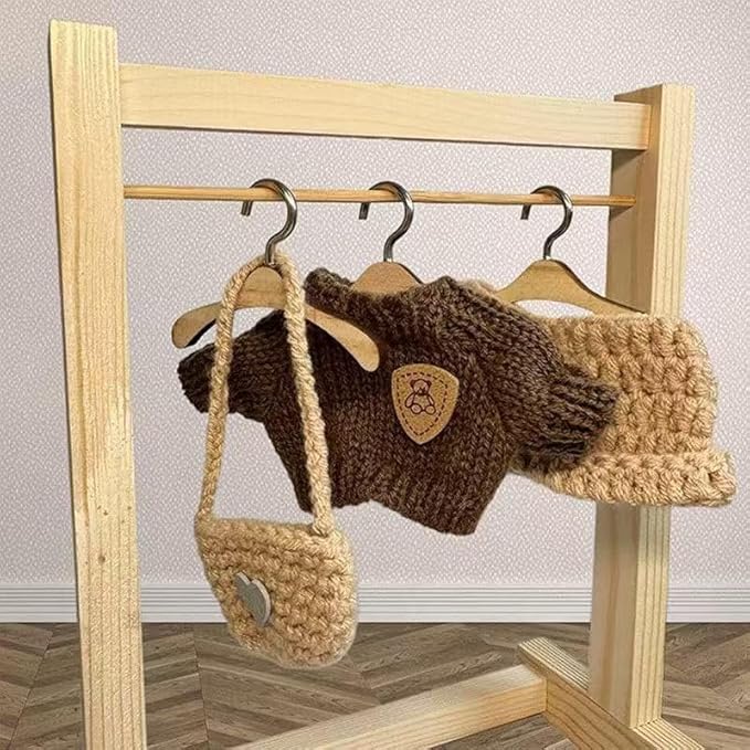 Clothes for Labubu(NO Doll), 15cm/17cm Doll Accessories Suit ,Handcrafted Crochet 3-Piece Set,Premium Outfit with Accessories for , Stylish Clothes for Dolls, Play & Collector