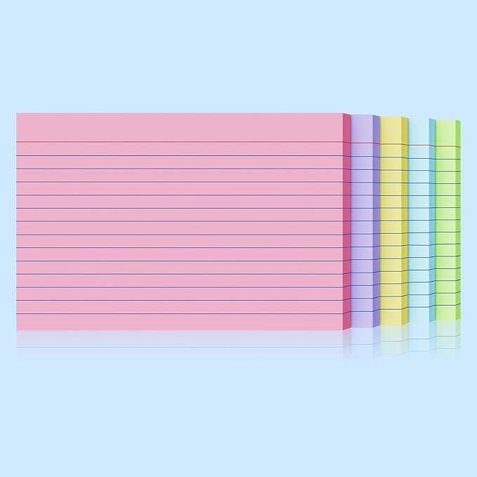 200 Count Index Cards 4x6 Inch, Colored Flash Card (40 Sheets Each), Note Taking for Students, Teachers, Professionals, Study Note Cards for Office Home School