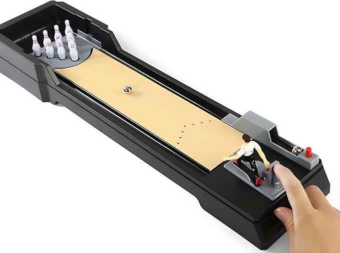 Table Bowling Game, Tabletop Bowling Alley, 10 Pins Mini Bowling Set Toy for Kids & Adults, Perfect for Home, Office and Party
