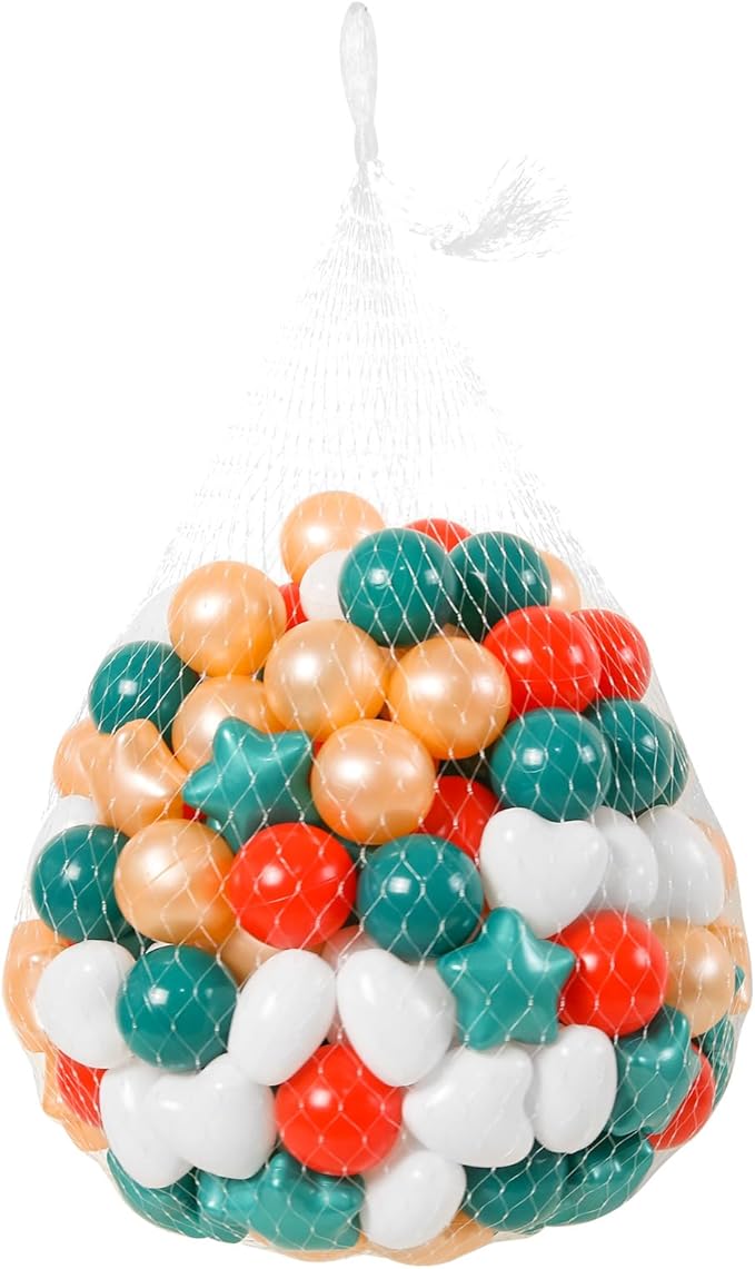 Ball Pit Balls Pack of 100 200 500 - Star and Round Set BPA Free Phthalate Free Non-Toxic Crush Proof Play Balls Soft Plastic Balls for Toddlers Baby Kids Birthday Pool Tent Party