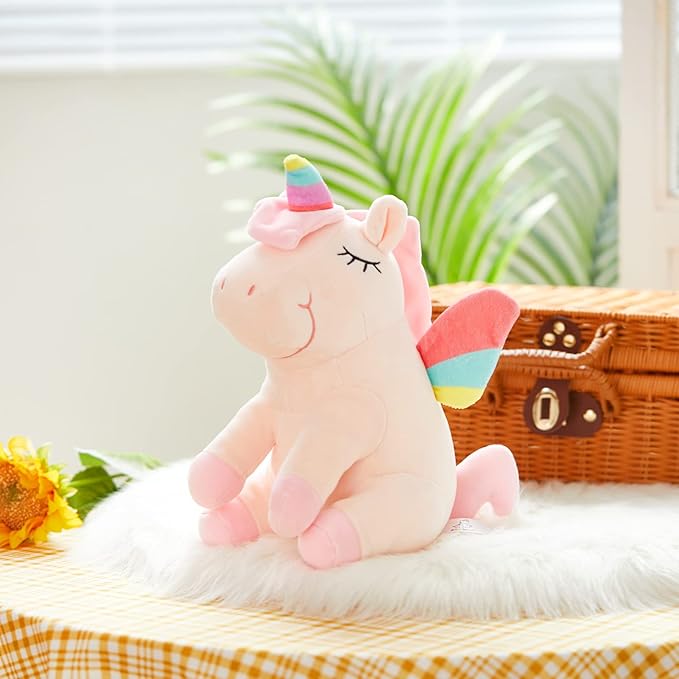 Athoinsu Light up Pink Unicorn Stuffed Animal Soft Plush Toy with LED Colorful Night Lights Glowing Birthday Children's Day Gifts for Kids Toddler Girls Women, 12''