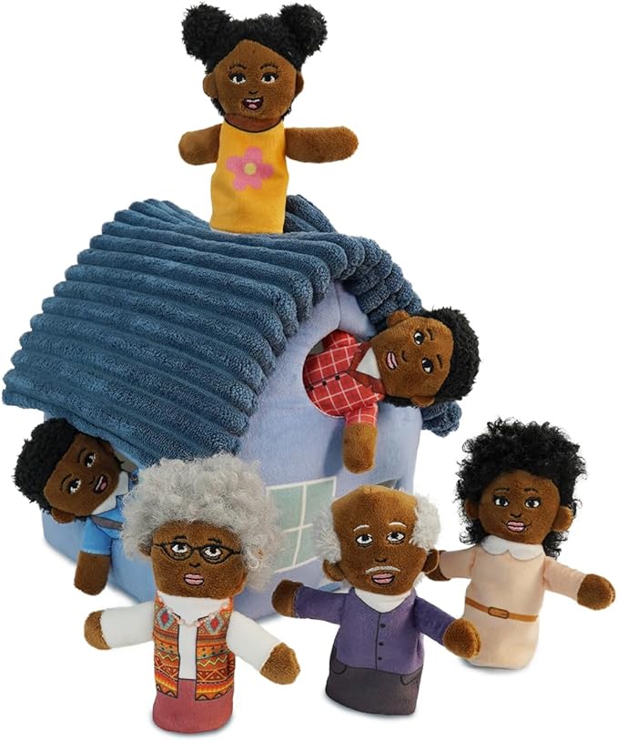 Finger Puppet Family Finger Puppet,6pcs Cute Puppet Mini Plush Toys Teaching Show,Soft Puppet for Kids Family Role Playing (African Home)