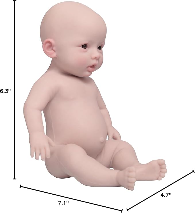 YIQI 18.5 inches Full Silicone Newborn Baby Doll not Vinyl Soft Silicone Baby Lifelike Reborn Doll Present Collectible Washable (Wheaten Color)