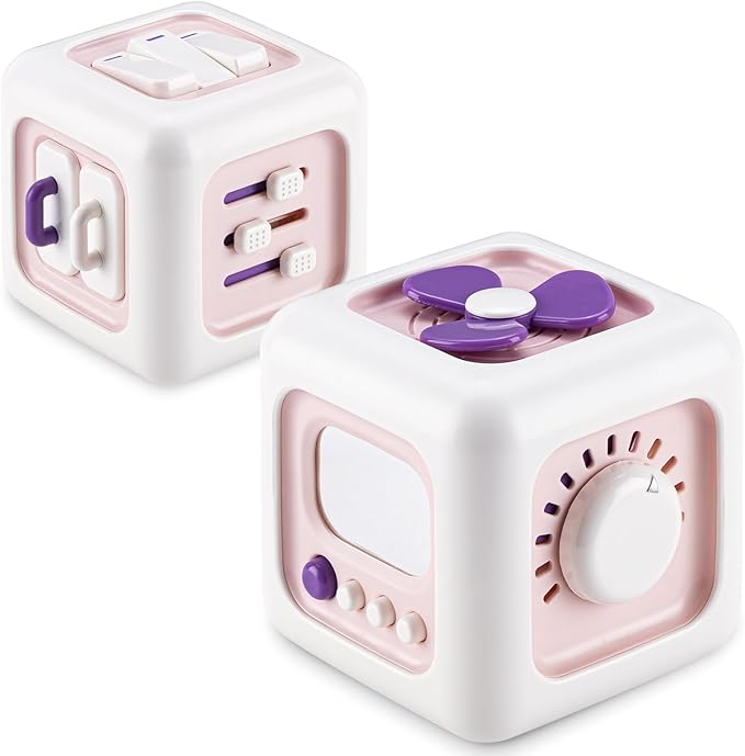 Busy Cube Toys for 1 Year Old Girl Gifts, Montessori for Baby Girl, Travel Sensory Toys for Toddlers 1-3, Learning Fine Motor Skills| 1st Birthday Girl Gifts 12 Months Stocking Stuffers