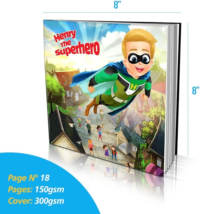 Dinkleboo Personalized Story The Superhero - for Kids Aged 0 to 8 Years Old - Every child can be a superhero in this super cute rhyming story! - Soft Cover (8"x 8")