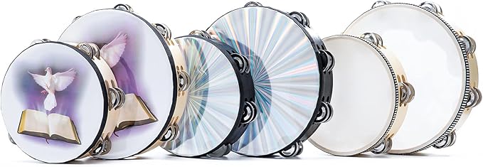 Tambourine 10 inch Dove Bible Double Row Jingle Tambourine for Adults,Handbell Clap Drum Tambourines for Pray Church Party Musical Instrument (10 inch Dove)