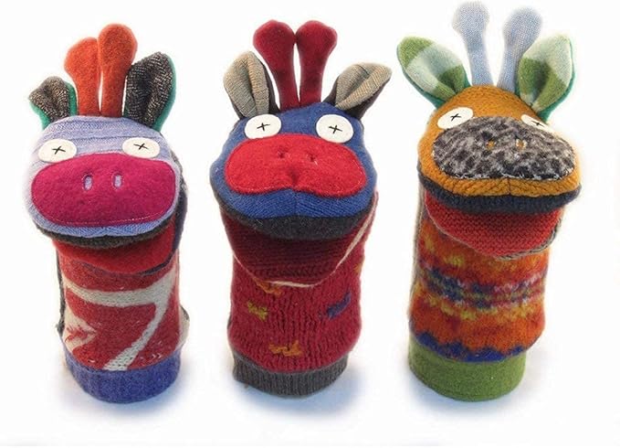 Cate & Levi - Hand Puppet - Premium Reclaimed Wool - Handmade in Canada - Machine Washable (Giraffe)
