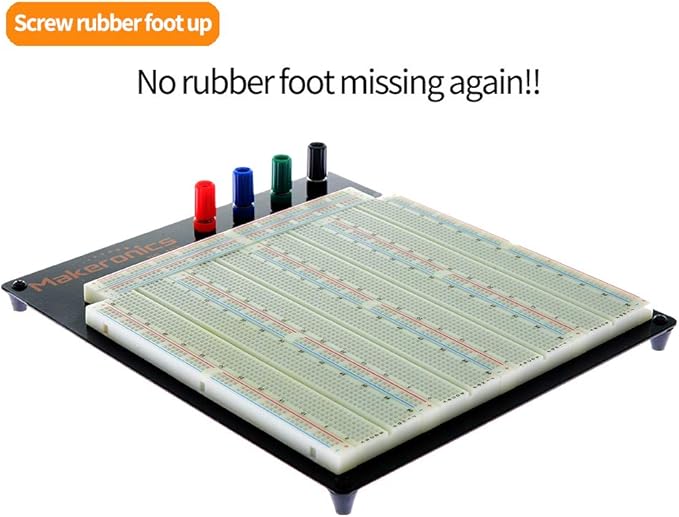 Makeronics Solderless 3220 Tie-Points Experiment Plug-in Breadboard Super Kit with Aluminum Back Plate and 140 U-Shape Jumper Wires + 65 Jumper Wires for Prototyping Circuit/Arduino
