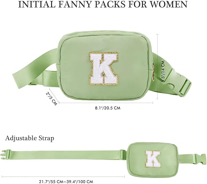 YOOLIFE Bridesmaid Gifts - Bridal Shower & Bachelorette Party Decorations, Green Initial Crossbody Bag