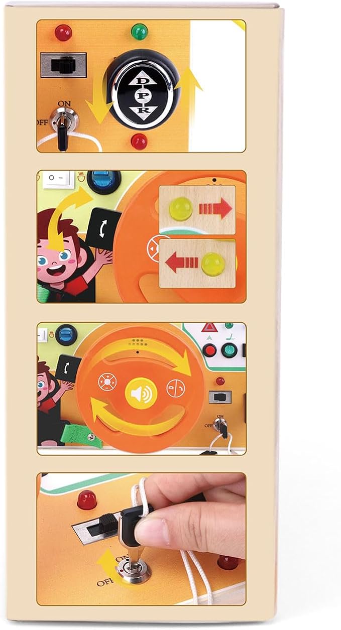 Hoarosall Busy Board,Montessori Toys for 1+ Year Old Boys & Girls,Travel Activities for Toddlers,Sensory Toy for Kids with Autism,Perfect Christmas Birthday Gift Ideal (Busy Board v6)