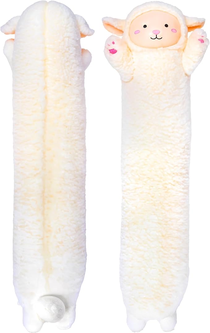 Lamb Plush Body Pillow for Kids | Long Stuffed Animal Cuddle Pillow | Soft Hugging Toy | Plushie Gift for Girls & Boys | Long Plush Body Pillow for Sleep & Comfort | Large, 47 Inches