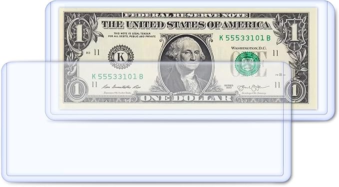 25Pcs Dollar Bill Sleeves - 6.8 x 2.9 Inch Hard Plastic Currency Sleeves, Clear Money Holders Waterproof Transparent Currency Protectors for Collectors