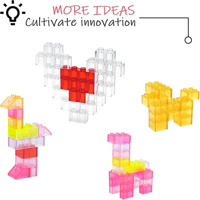 Classic Clear Transparent Bulk Bricks, 300 Pieces and Parts Creative Building Blocks, Compatible with All Major Brands-8 Shapes Building Bricks for Girls