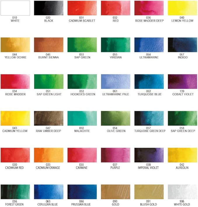 Kuretake GANSAI TAMBI Watercolor Paint Set 36 Colors, Professional-quality art supplies for artists adult painting sketching, Non-Toxic, Made in Japan