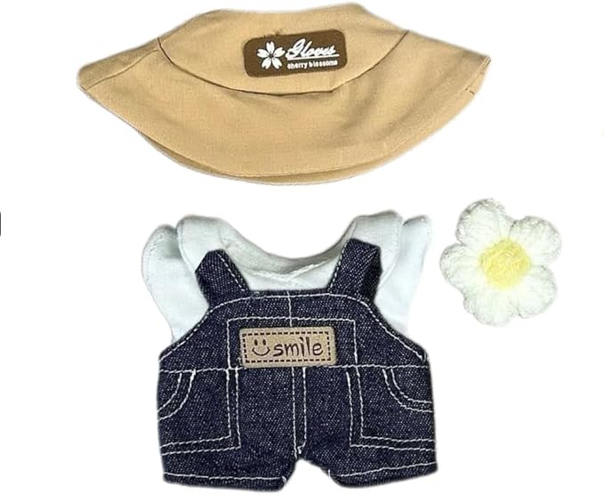 Clothes for Labubu (No Doll), 15cm/17cm Denim Outfit Set, Cute Doll Accessories for Dress-Up Fun, Easy to Wear, Casual Blue Overalls for Daily Play, Display & Collectors