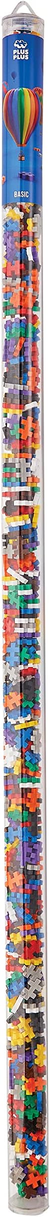 Plus Plus 500 Piece Super Tube, Interlocking Building Block 3D Puzzle Kit, Kids Stem Connecting Toys - Basic Color Mix