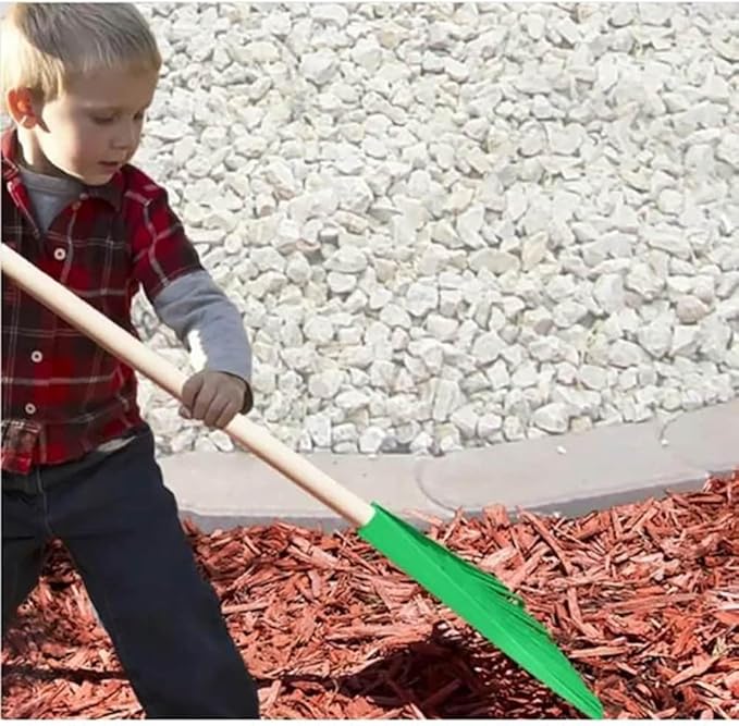Orange Kids Size Rake, Kids Rake for Lawn with Hardwood Handle, Durable Plastic Head to Sweep Leaves on Lawn and Tidying Up The Garden, 34" by Superio