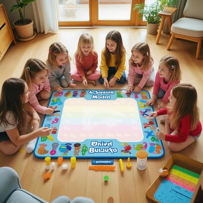 ANIMOLDS Water Doodle Mat - 40x32 Inch Aqua Magic Drawing Board for Kids (Alphabet Safari)