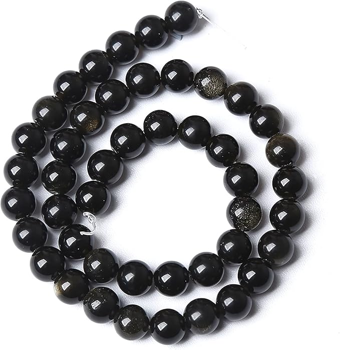 6MM 60PCS Natural Stone Golden Obsidian Loose Spacer Beads for Jewelry Making DIY Bracelet