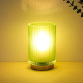 Battery Operated Lamp, Cordless Table Lamp with Timer, Desk Bedside Lamps with LED Warm Light, Glass Small Table Lamp for Bedroom, Bathroom, Living Room, Home Decor - Matte Green