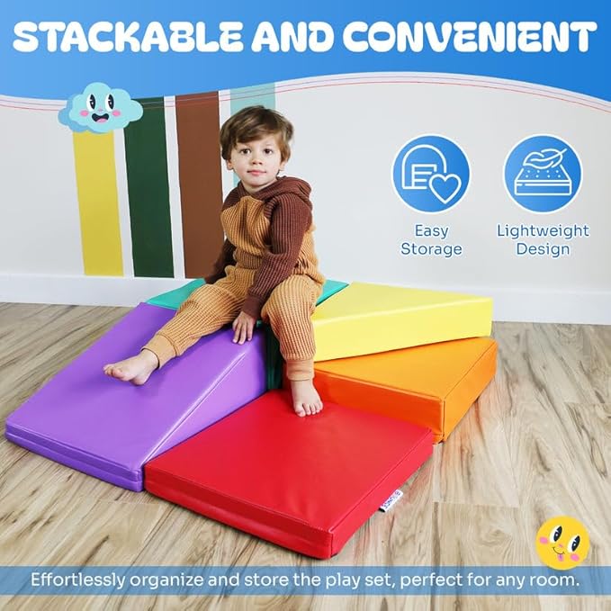 New Bounce Toddler Climbing Toys - Soft Play Set for Kids - Foam Climbing Blocks - Safe Soft Gym Equipment - Great for All Ages