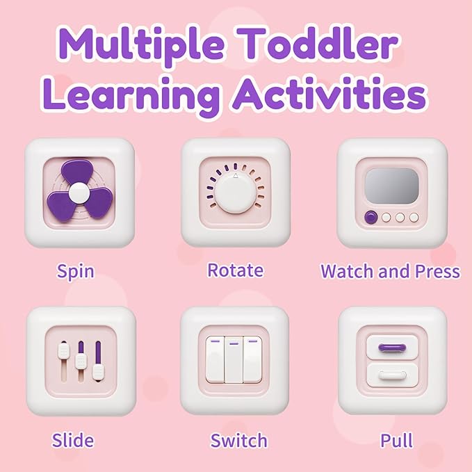 Busy Cube Toys for 1 Year Old Girl Gifts, Montessori for Baby Girl, Travel Sensory Toys for Toddlers 1-3, Learning Fine Motor Skills| 1st Birthday Girl Gifts 12 Months Stocking Stuffers