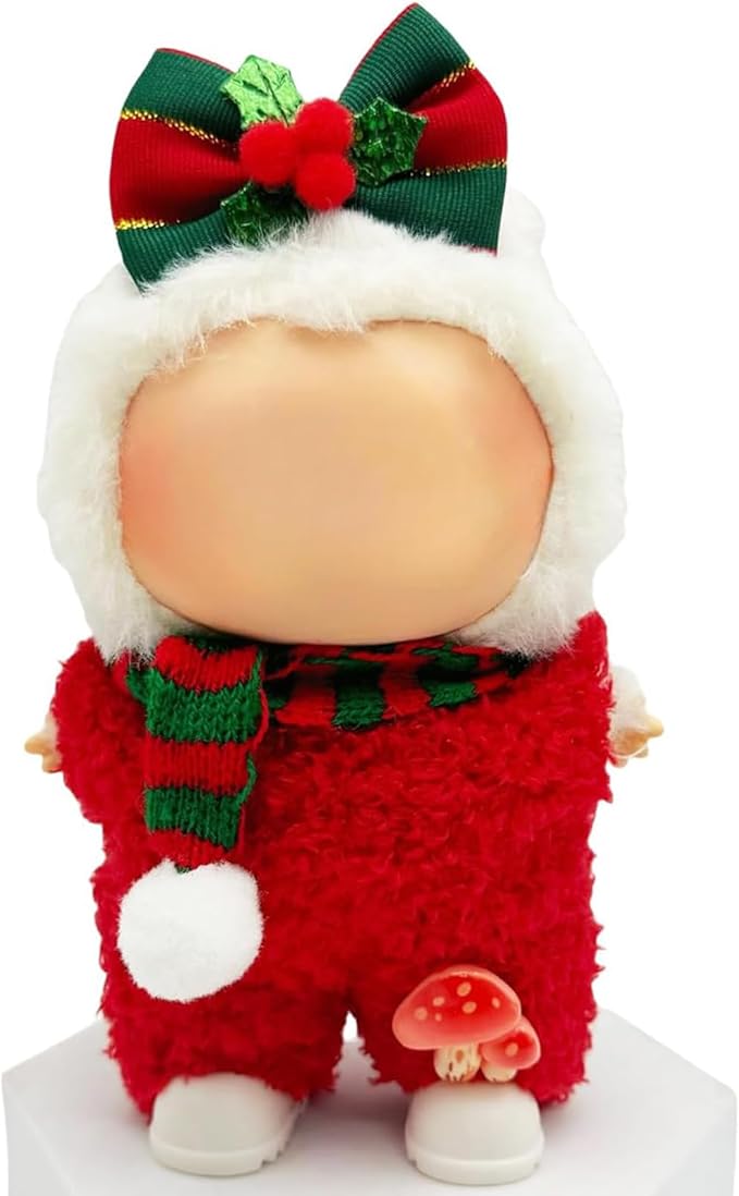 Doll Outfit Clothes Set for 17cm Dolls, Cute Dolls Accessories, Premium Fashion Hat Overalls Sweater Bag Dress Jumpsuit, Christmas Set, NO Doll.(Christmas D11)